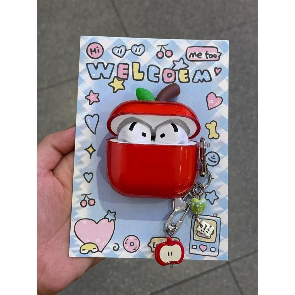 [ส่งจากไทย]  เคสป้องกันผลไม้สีแดงใสน้ําแข็งเหมาะสําหรับ AirPodsPro3 เคสหูฟัง