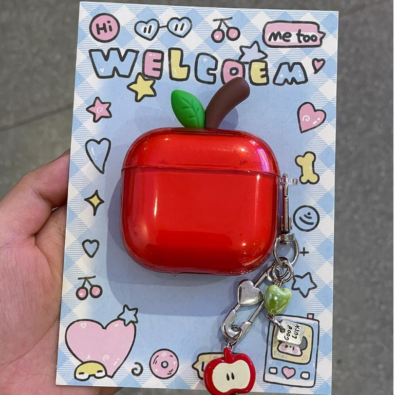พร้อมส่ง🚀 เคสป้องกันหูฟังแอปเปิ้ลสีแดง สำหรับ AirPods3/4/Pro3