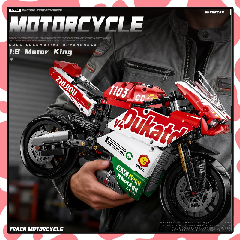 ตัวต่อ มอเตอร์ไซค์1:8 โมเดลรถมอเตอร์ไซค์ ของเล่นสะสม Motorcycle