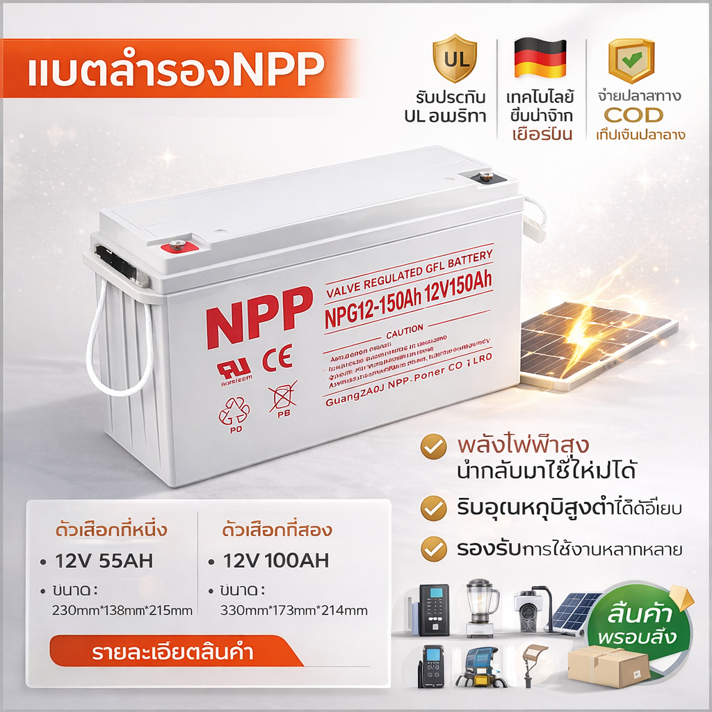 【จัดส่งจากกรุงเทพฯ】แบตเตอรี่โซล่าเซลล์ 12V