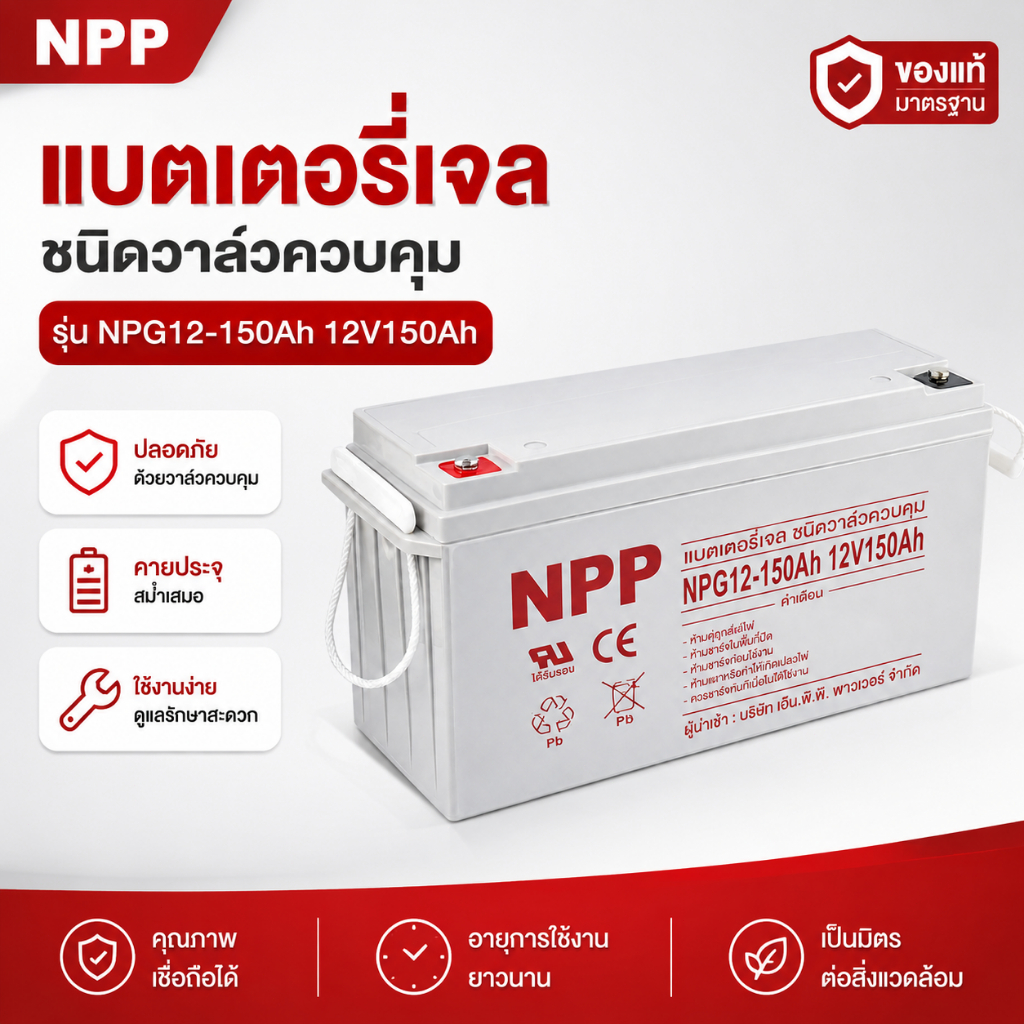 【สินค้ารับประกัน】แบตเตอรี่โซล่าเซลล์ 12V 55AH/65AH/100AH/120AH NPP เทคโนโลยีเยอรมัน เกรด A แบตเตอรี่
