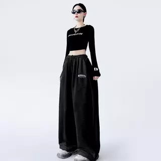 VISUKING กางเกงทรงตรงทรงหลวม เอวสูง ใส่สบาย เหมาะสำหรับโอกาสพักผ่อนในที่ทำงาน สไตล์ผ่อนคลาย