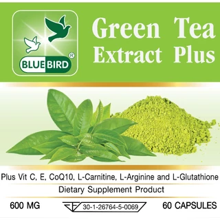 สารสกัดจากชาเขียว พลัส Green Tea Extract Plus ตรา บลูเบิร์ด 600 มิลลิกรัม 60 แคปซูล