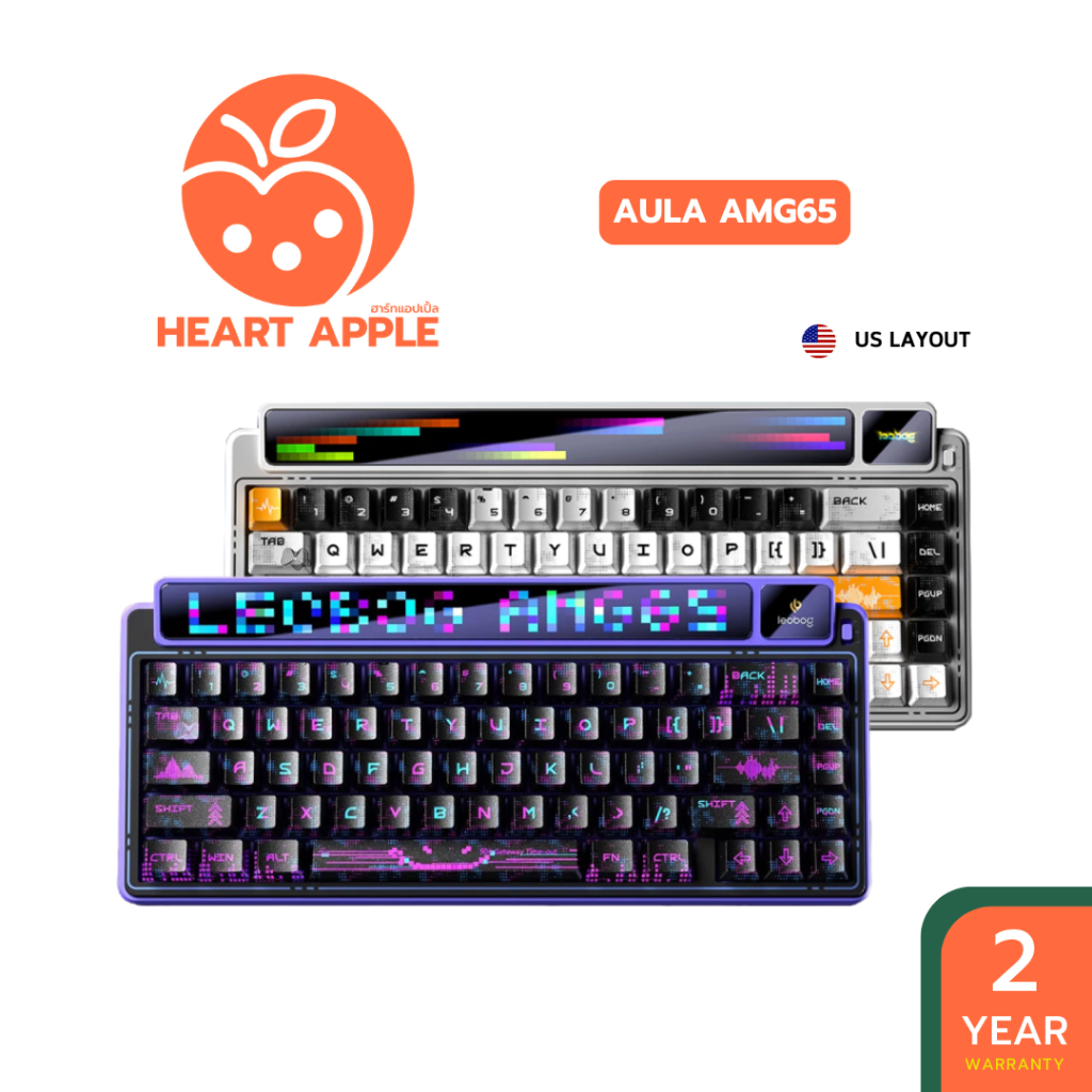 คีย์บอร์ดไร้สาย AULA x LEOBOG AMG65 Dual Display Gasket Mechanical Keyboard
