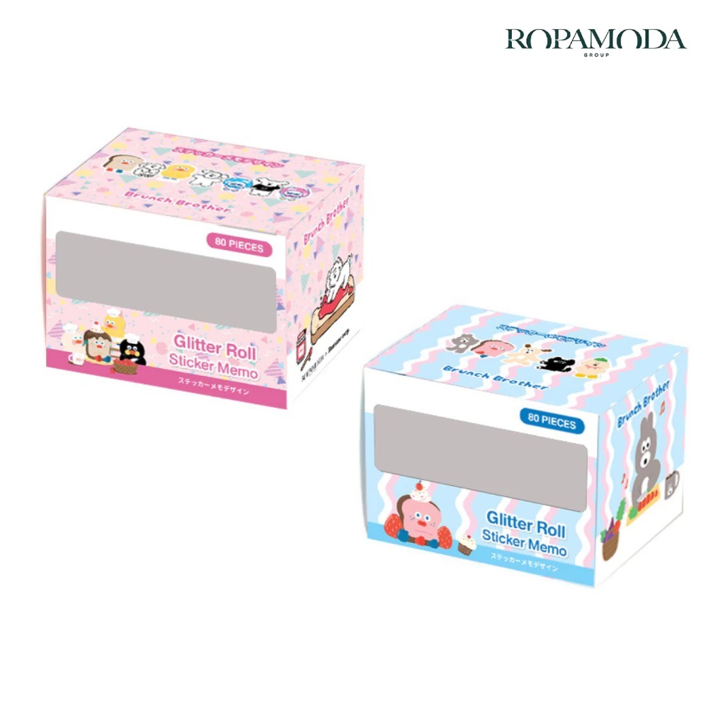 Ropamoda x Romane Brunch Brother สติ๊กเกอร์ม้วนเมโมกากเพชร Glitter Roll Sticker Memo แบบเขียนได้ (16028)