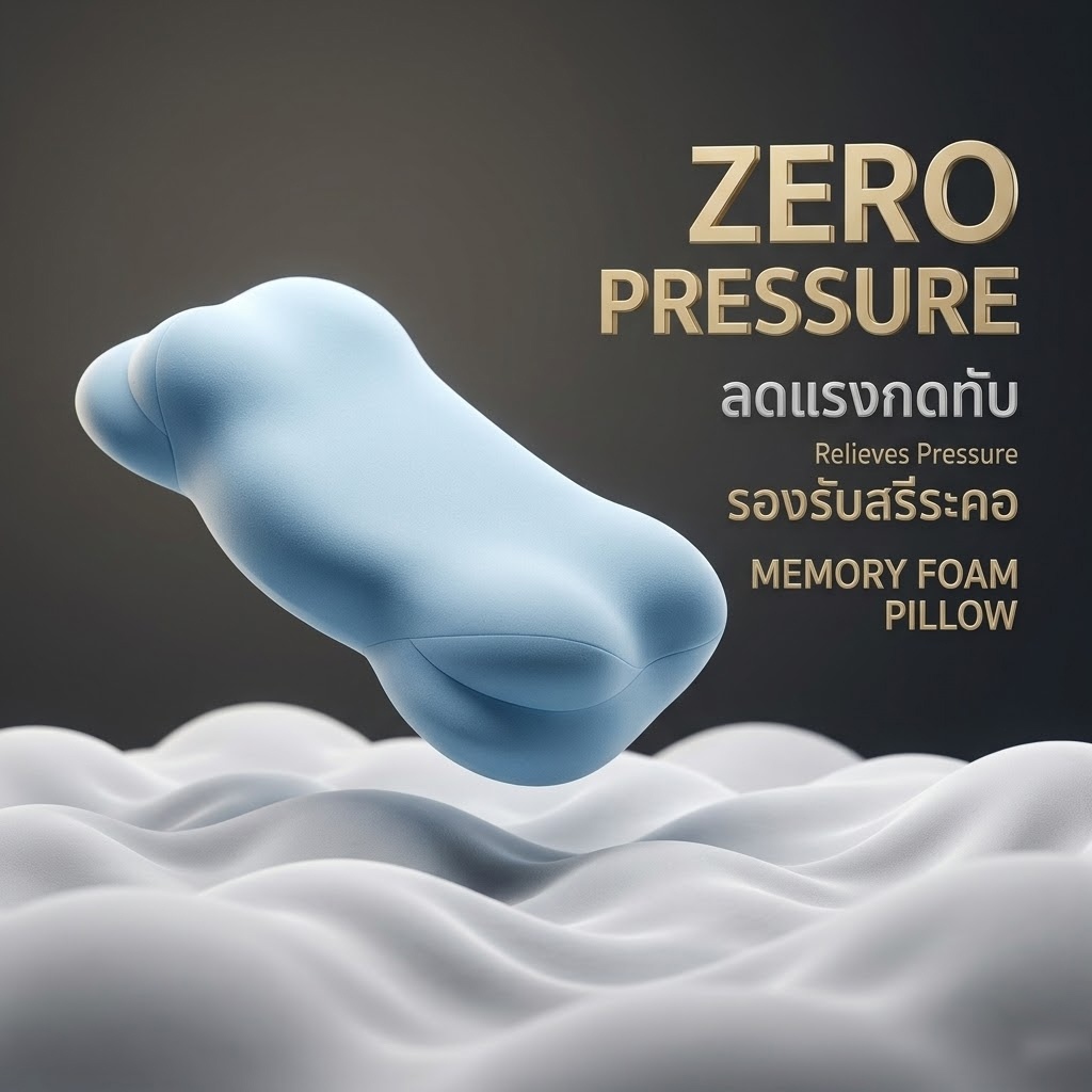 HT หมอน หมอนนุ่มสบาย ขจัดอาการปวดคอและเปลี่ยนชีวิตการ นอนด้วยการนอนหลับลึกขึ้น COD