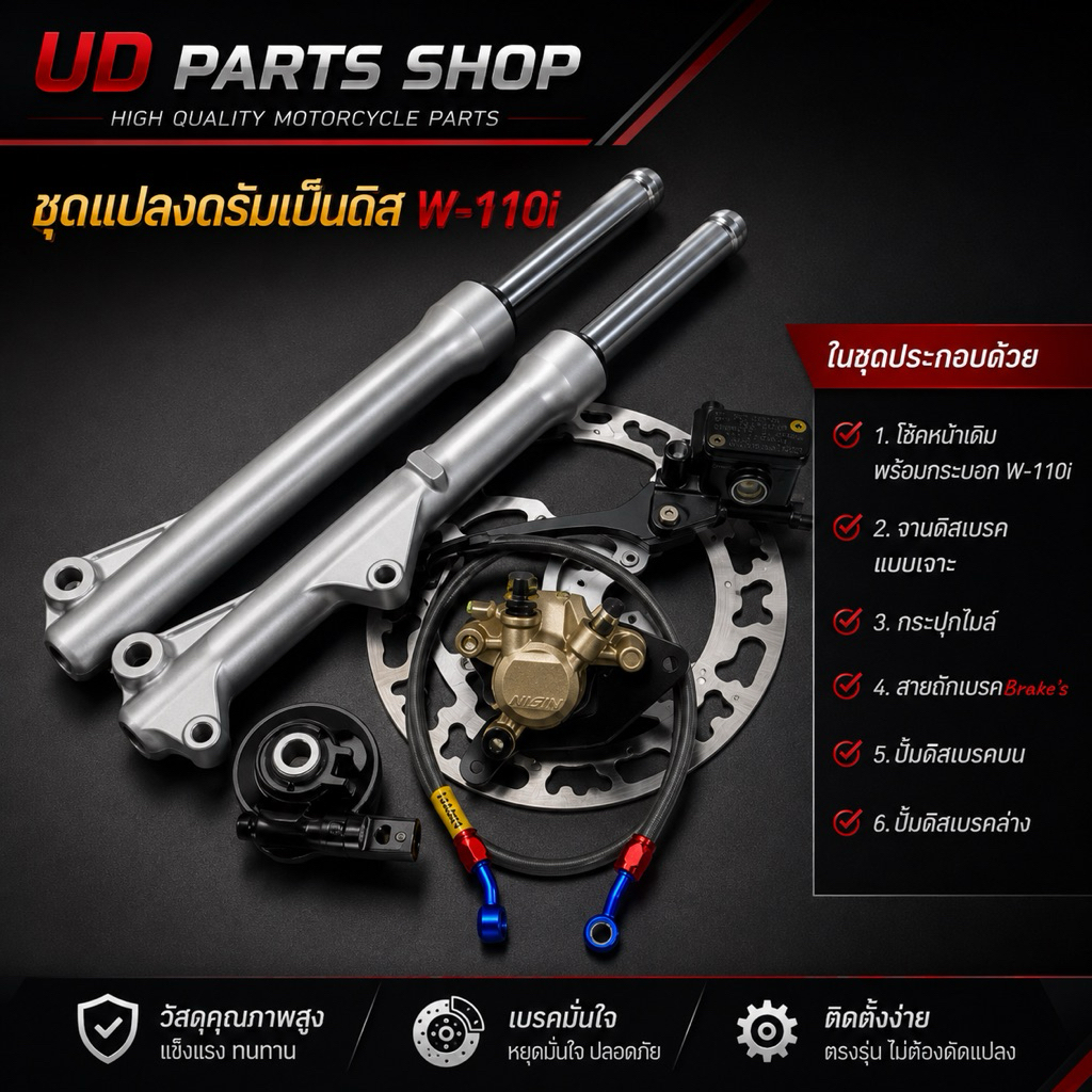 ชุดแปลงดิสเบรคหน้า DREAM SUPER, WAVE-110ดั้ม , WAVE-110iดั้ม พร้อมปั้มหน้า ใส่waveและดรีม(6ชิ้น)ดูในรายละเอียดเพิ่มเติม