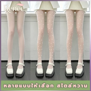 ถุงน่องสีขาวสำหรับผู้หญิงฤดูร้อนบางรักลายจุดถุงน่องเซ็กซี่ป้องกันอุปสรรคผ้าไหมบางเฉียบลูกไม้ jk