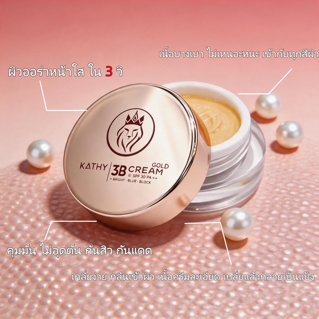 ส่งใส แป้งทิ้นสูตรโกล์ด KATHY AMREZ 3B CREAM GOLD 1ตลับขนาด5กรัม พร้อมส่ง