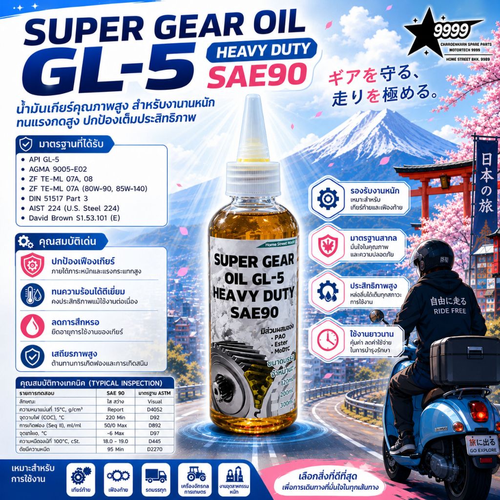 HMS น้ำมันเฟืองท้าย SUPER GEAR OIL GL-5 HEAVY DUTY SAE90 อายุการใช้งานไม่เกิน 2 ปี/20,000โล