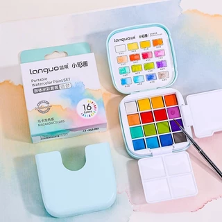 ชุดพาเลทสีน้ําขนาดเล็กสร้างสรรค์ 16 Solid Pigment สีพร้อมแปรงอุปกรณ์ศิลปะแบบพกพา Art นักเรียนวาด