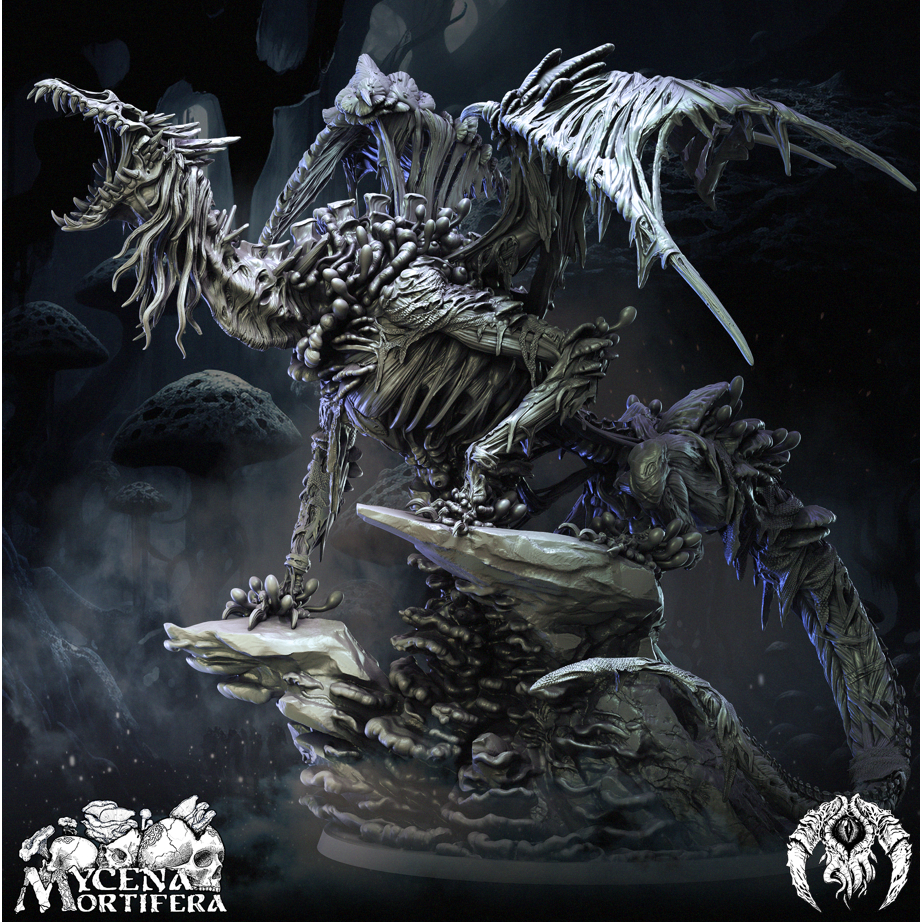 Mycena Mortifera Part 1 - Fungal Dragon งาน Resin D&D DnD Miniature Model สำหรับ Tabletop ตั้งโชว์