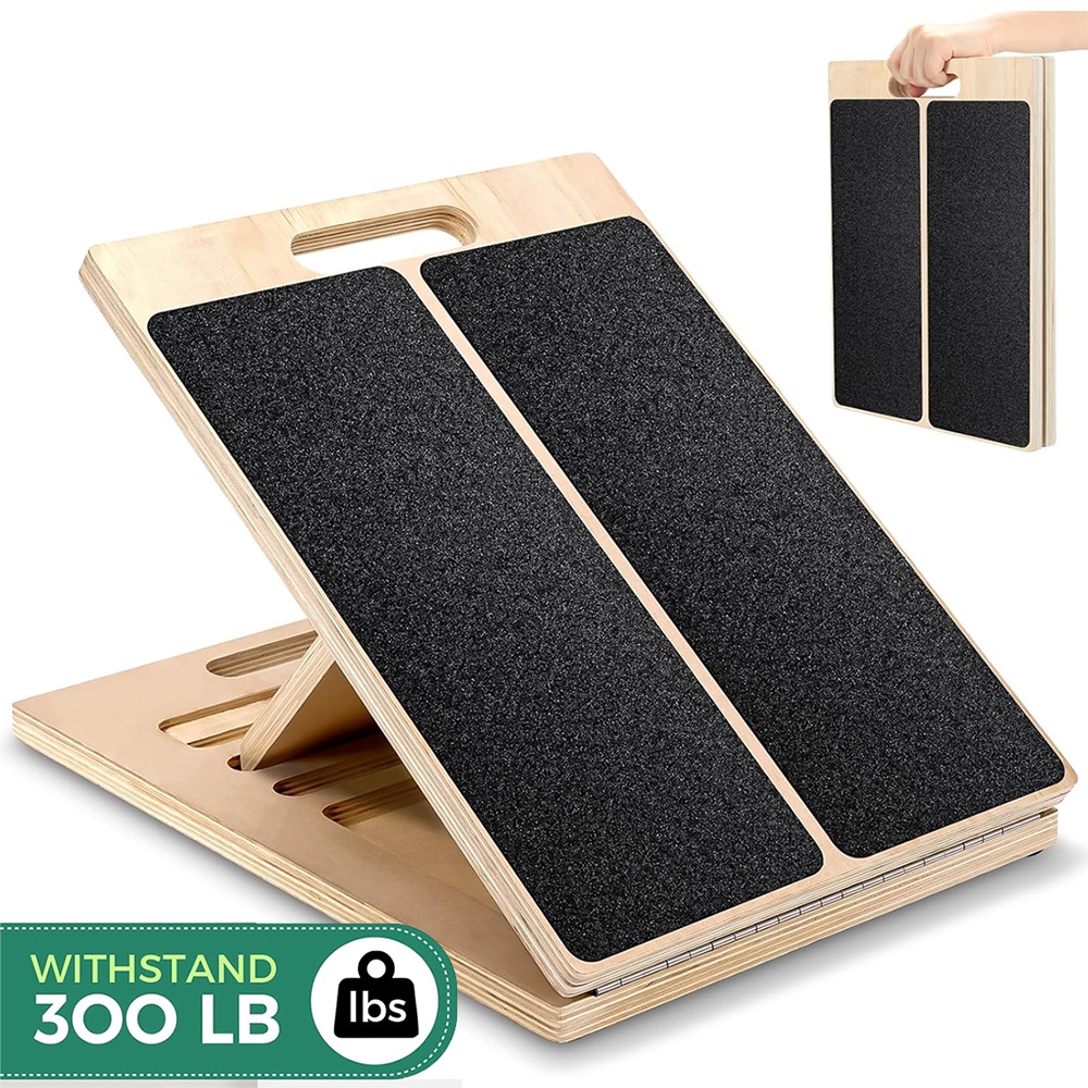 เก้าอี้ยืดเส้นเพื่อสุขภาพ Slant Board Calf Stretcher ยืดน่อง พับฝึกทรงตัว กันลื่น ปรับ 5 ระดับ ไม้เนื้อแข็ง รองรับ