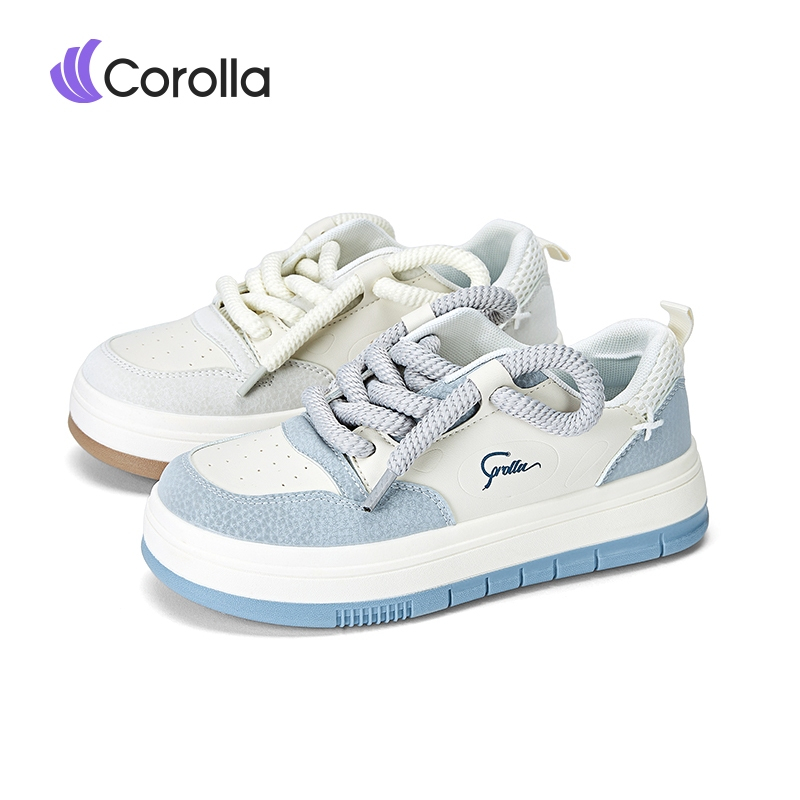 Corolla รองเท้าผ้าใบลำลองสำหรับผู้หญิง พื้นรองเท้ายืดหยุ่น ต้านเชื้อแบคทีเรีย วัสดุหนังพียู ระบายอาก