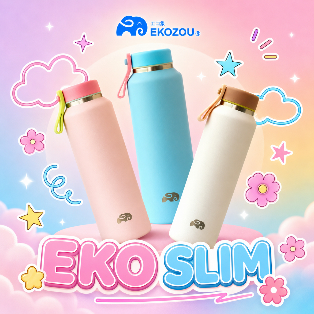 EKO SLIM ขวดน้ำสแตนเลส 304 ขนาด 16oz / 480ml ฝาเกลียวปิดแน่น สีมินิมอล EKOZOU