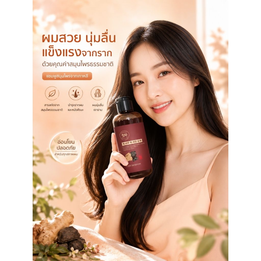 #นำเข้าจากเกาหลี แชมพูปลูกผม 300 ml. สารสกัดน้ำมันขิง ป้องกันผมร่วง