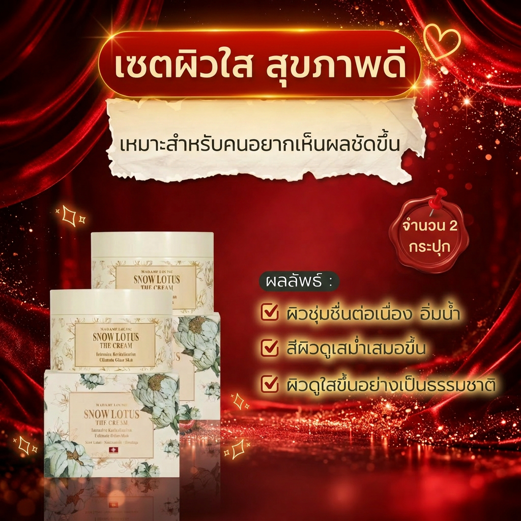 [ 2 กระปุก ] MADAME LOUISE มาดามหลุยส์ ครีมบำรุงผิวหน้าบัวหิมะ Snow Lotus the cream สโนว์โลตัสเดอะครีม พร้อมส่ง!!