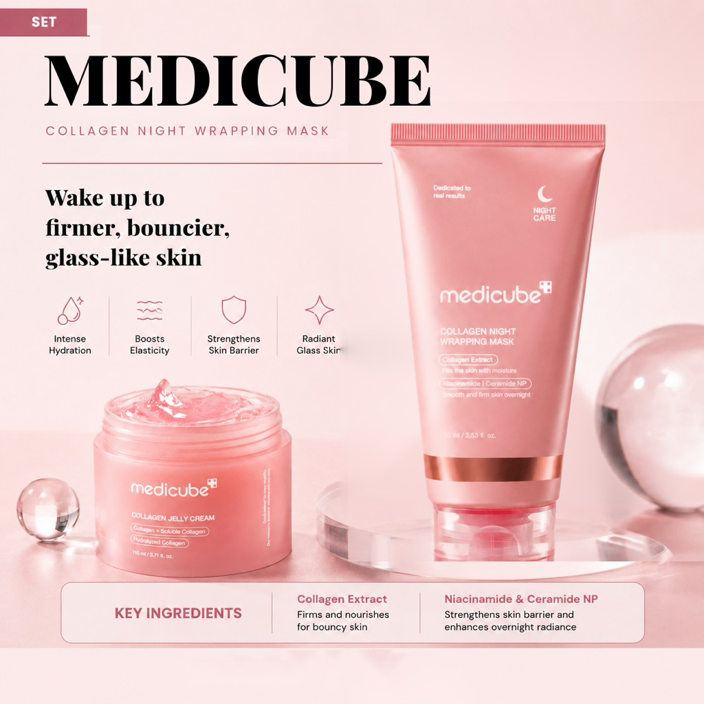 MEDICUBE Collagen Night Wrapping Mask 75 ml./ Cream 110 ml.