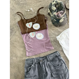 Choosedress A2032 Penny Mini Cami เสื้อสายเดี่ยว เสื้อสายเดี่ยวลายจุด สกรีนลายหัวใจ
