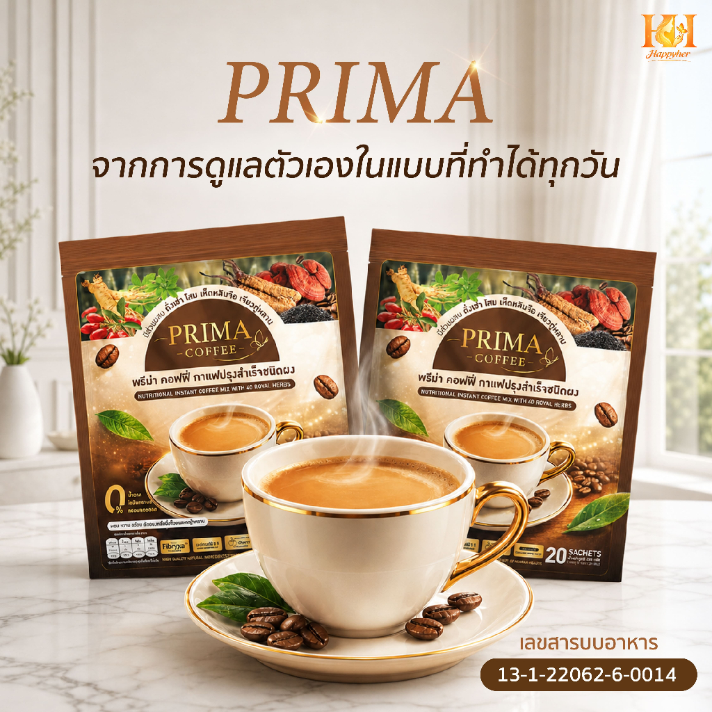 online_Prima Coffee ขนาด 15 g.โปร 2 ถุง 40 ซอง