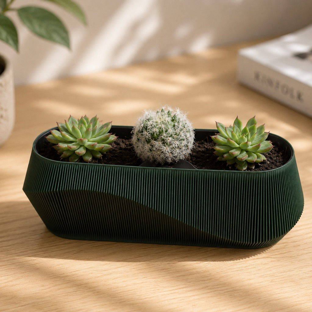 กระถางต้นไม้ Modern Minimal 3D | Self-Watering | แต่งบ้าน แต่งโต๊ะทำงาน | Triple Set