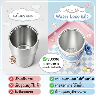 WaterLoco ถ้วยเก็บความร้อน 710มล สแตนเลส 316 รูปแบบการ์ตูน ขวดน้ำติดรถยนต์ พร้อมหลอด