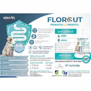 Florgut อาหารเสริมพรีไบโอติกและโพรไบโอติก ปรับสมดุลลำไส้ สำหรับสุนัขและแมว