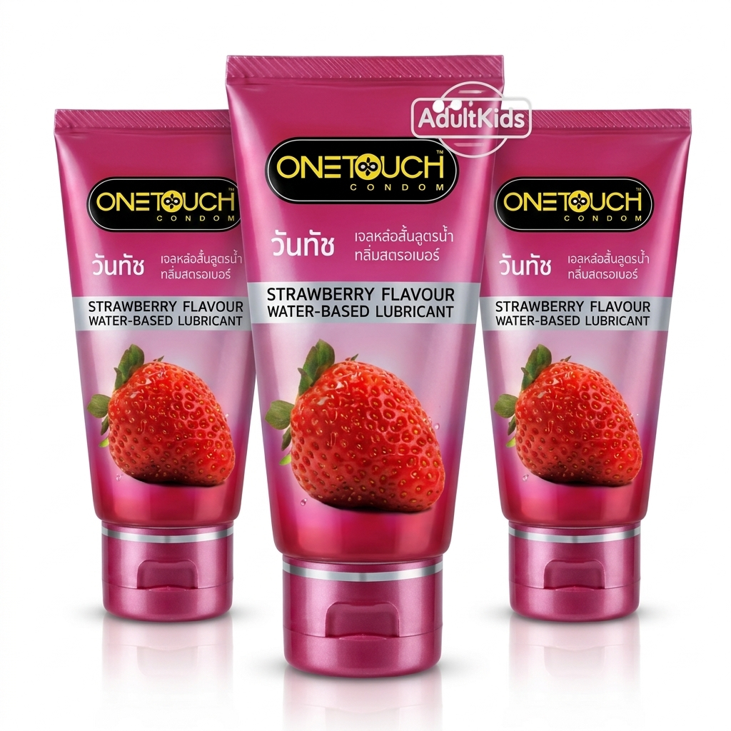 [3หลอด] Onetouch Gel 75ml เจลหล่อลื่น วันทัช กลิ่นสตรอเบอรี่ สูตรน้ำ 75 มล.