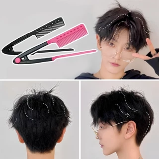หวีหนีบผมตรง รูปตัว V แบบพกพา DIY แปรงหวีผมตรง hair straightening comb