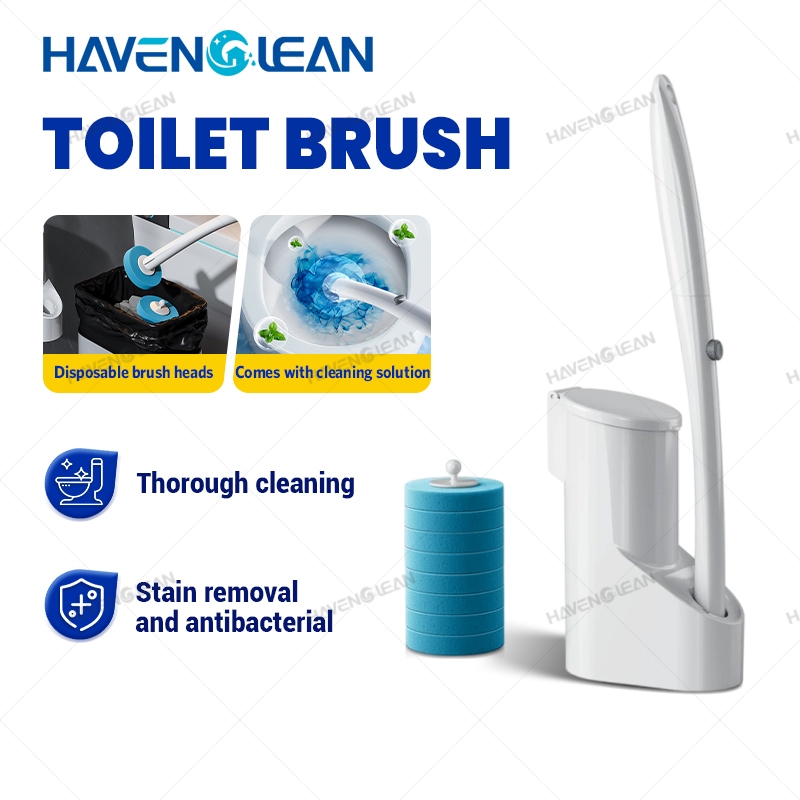 HavenCleanแปรงขัดส้วม แปรงขัดชักโครก แบบใช้แล้วทิ้ง เปลี่ยนหัวได้ ที่ขัดห้องน้ำ มีน้ำยาในตัว(ฟรีรีฟิว8ชิ้น)