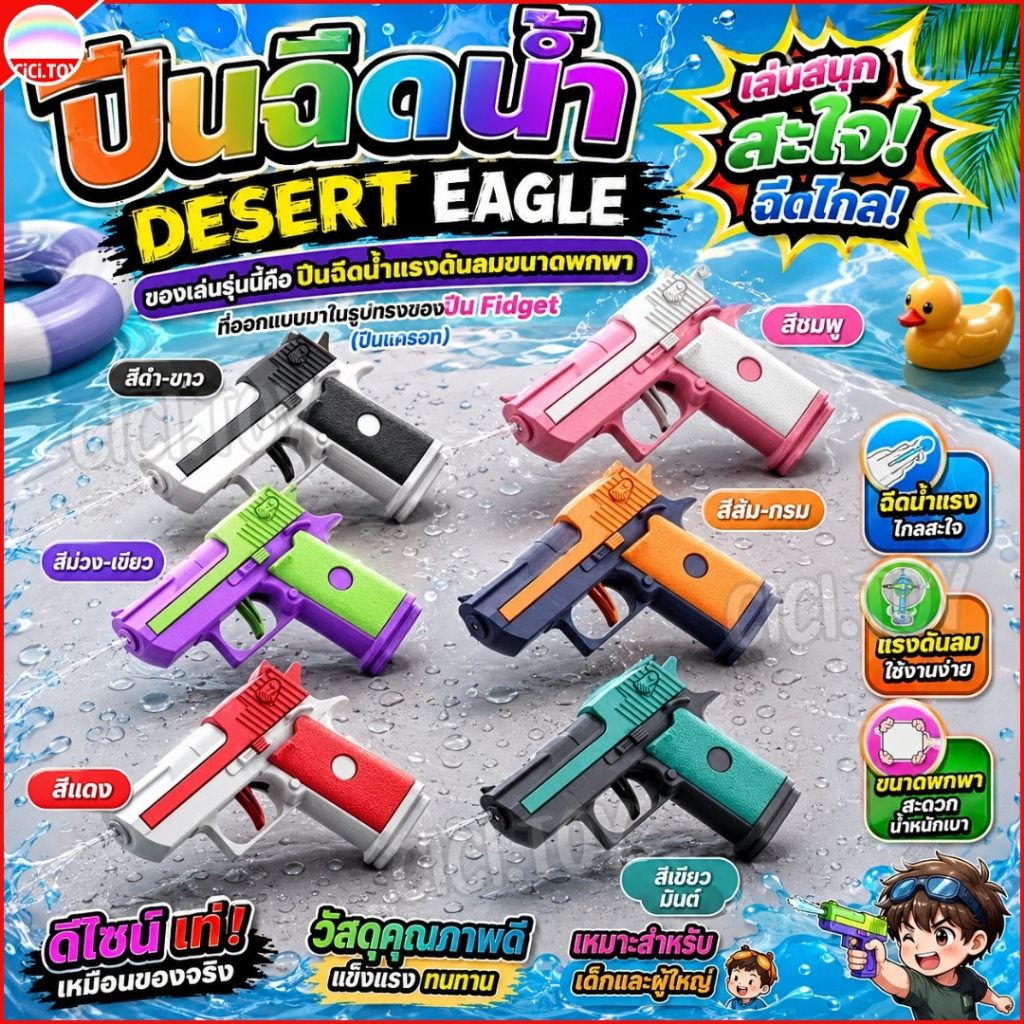 (AK37) ปืนฉีดน้ำ Desert Eagle ปืนฉีดน้ำขนาดเล็ก ของเล่นสงกรานต์ สำหรับเด็ก มีหลายสีหลายแบบ