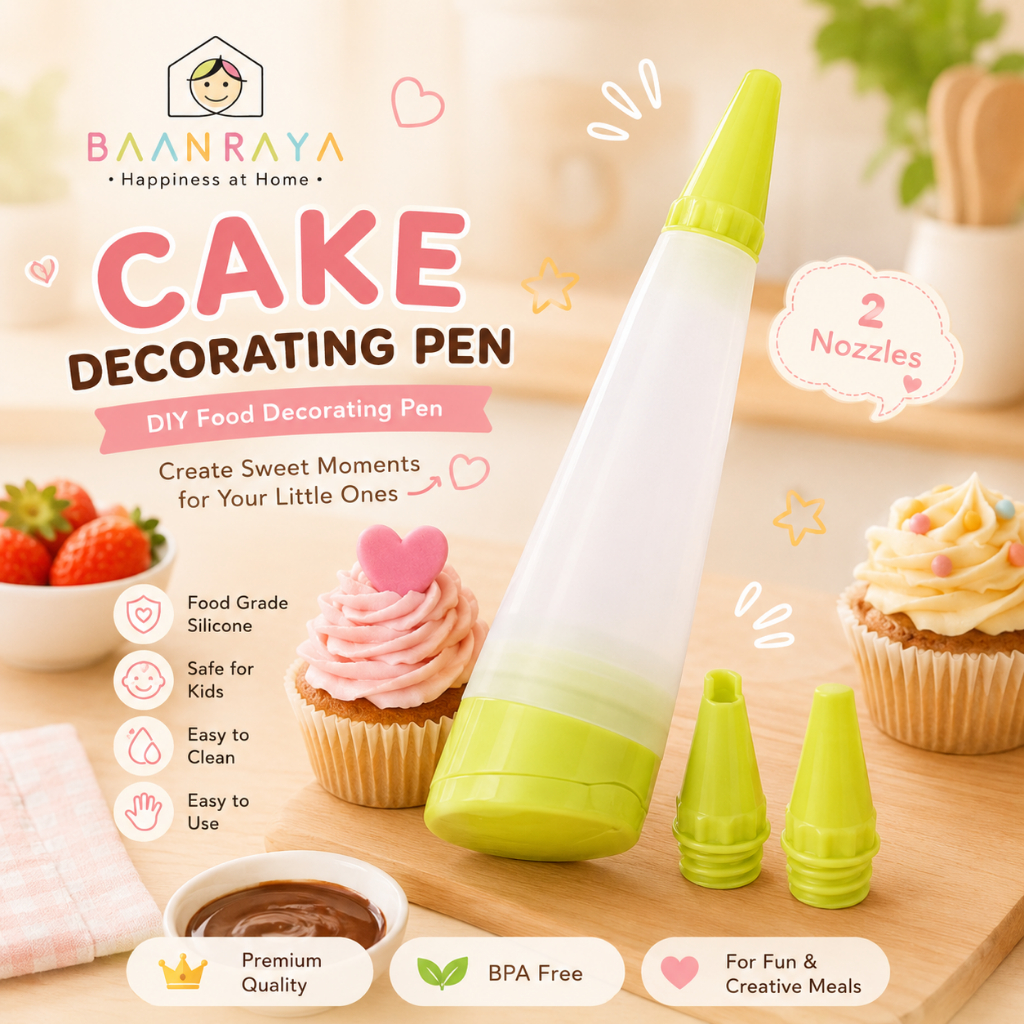 🎨 ปากกาซิลิโคน🍱แต่งอาหารเด็ก DIY หลายหัวบีบ | แต่งเบนโตะ BLW ขนมปัง เค้ก ซอส ช็อกโกแลต Food Grade ล้างง่าย Baan Raya