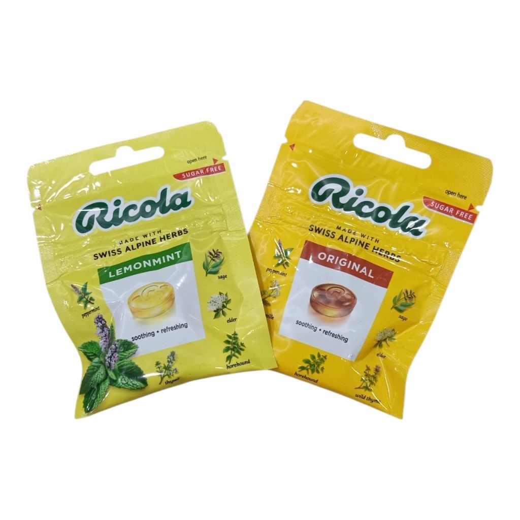 Ricola Herb Sugar Free Lozenges ลูกอมสมุนไพรปราศจากน้ำตาลผลิตและนำเข้าจากประเทศสวิตเซอร์แลนด์
