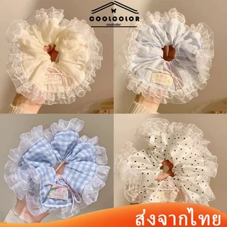 ในไทย💖ยางรัดผมผูกลูกไม้โบว์ ลายสก๊อตลายจุด สไตล์เกาหลน่ารักหวานแฟชั่นี สําหรับเด็กผู้หญิงผมหางม้าเครื่องประดับผม.COD