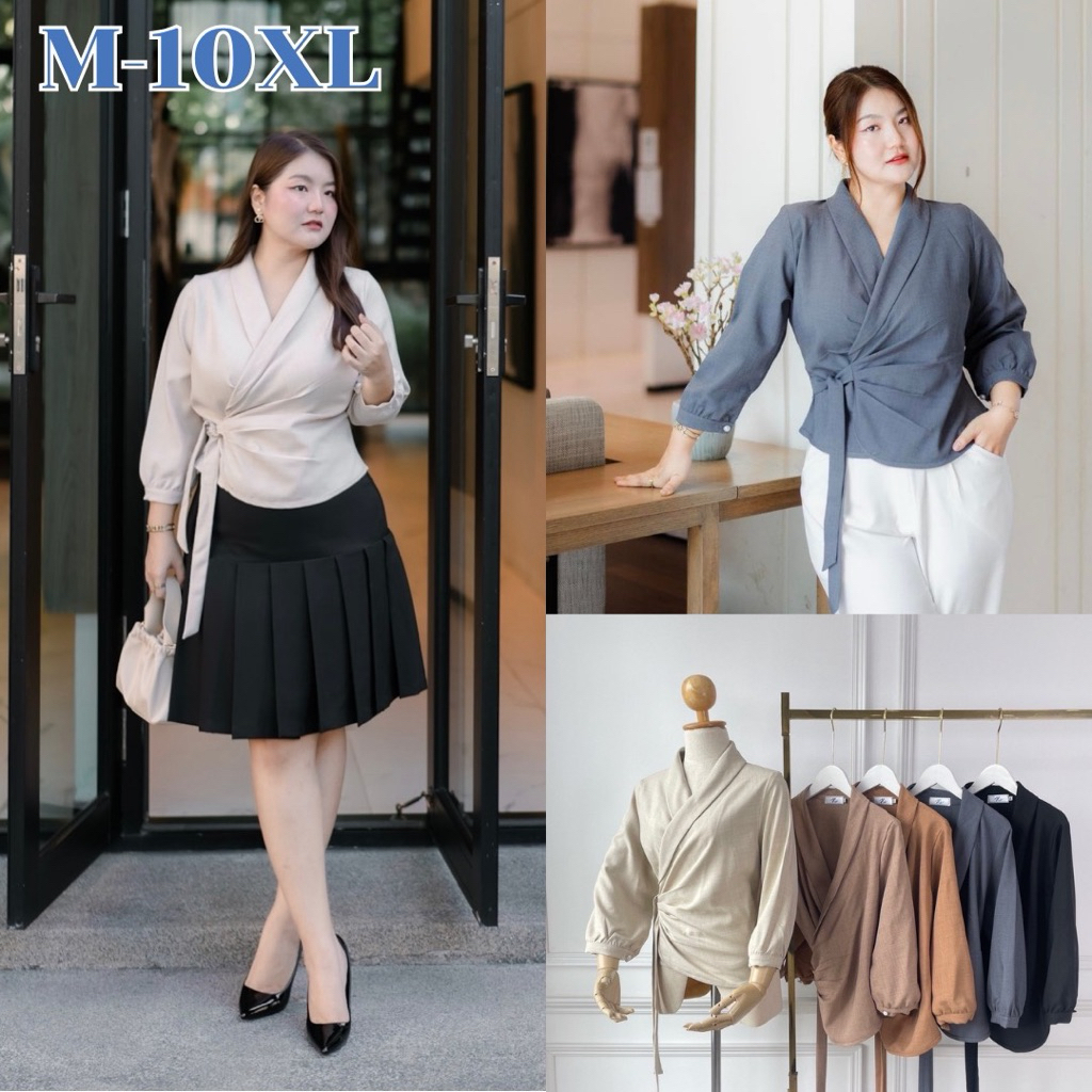 เสื้อผูกปิดพุง ปิดต้นแขน มี5สี ถึงอก56 รุ่น Vava