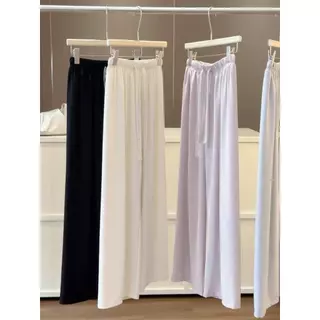 M-2XL 7สี กางเกงสีครีมผ้าลูกไม้แบบเชือกรูด ทรงขากว้างสำหรับ ผู้หญิง ดีไซน์พลิวสวย ใส่ได้หลากหลายสไตล์ เอวสูง มีเท็กซ์เจอ