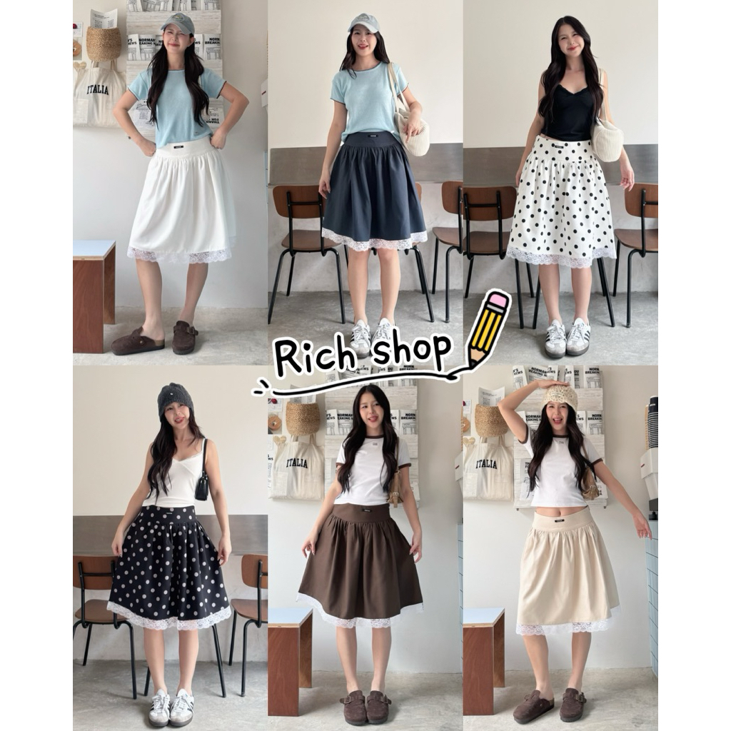 New !! ARRIVALS > กระโปรง 5 ส่วน (แต่งลูกไม้) 🌼 ซิปข้าง*