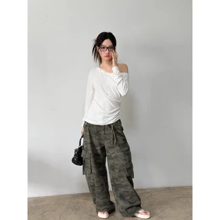 Choosedress A5234 Baggy Camo Pants กางเกงคาร์โก้ลายทหาร