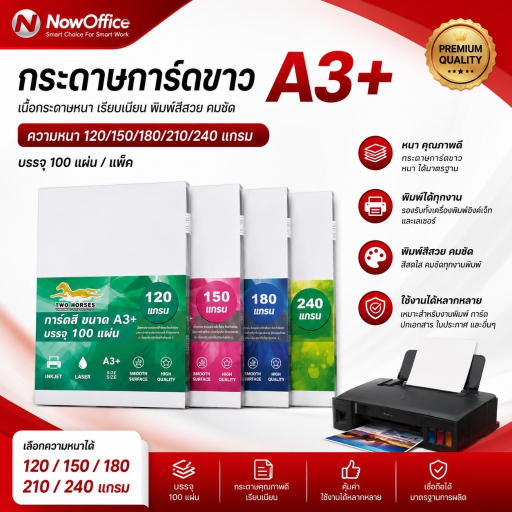 [มีส่งด่วน]กระดาษการ์ดสี ขนาด A3+ หนา 120-240 แกรม ( 31 x 48.5 cm.) พื้นผิวเรียบ บรรจุ 100 แผ่น