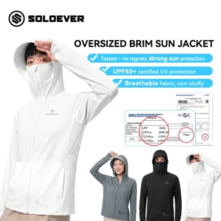 SOLOEVER เสื้อกันแดด UPF50+ เสื้อคลุมกันแดด เสื้อเย็น มีหมวกกันแดด ซิปปิดหน้า