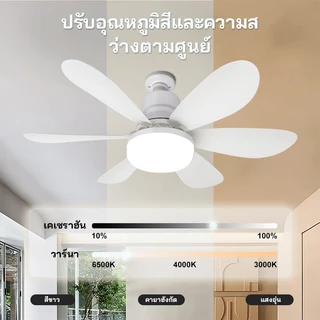 เพดานพัดลมไฟ 40W/60W มีรีโมทควบคุม แสงนุ่มไม่แสบตา ทำงานเงียบ ประหยัดพื้นที่ ตกแต่งบ้าน