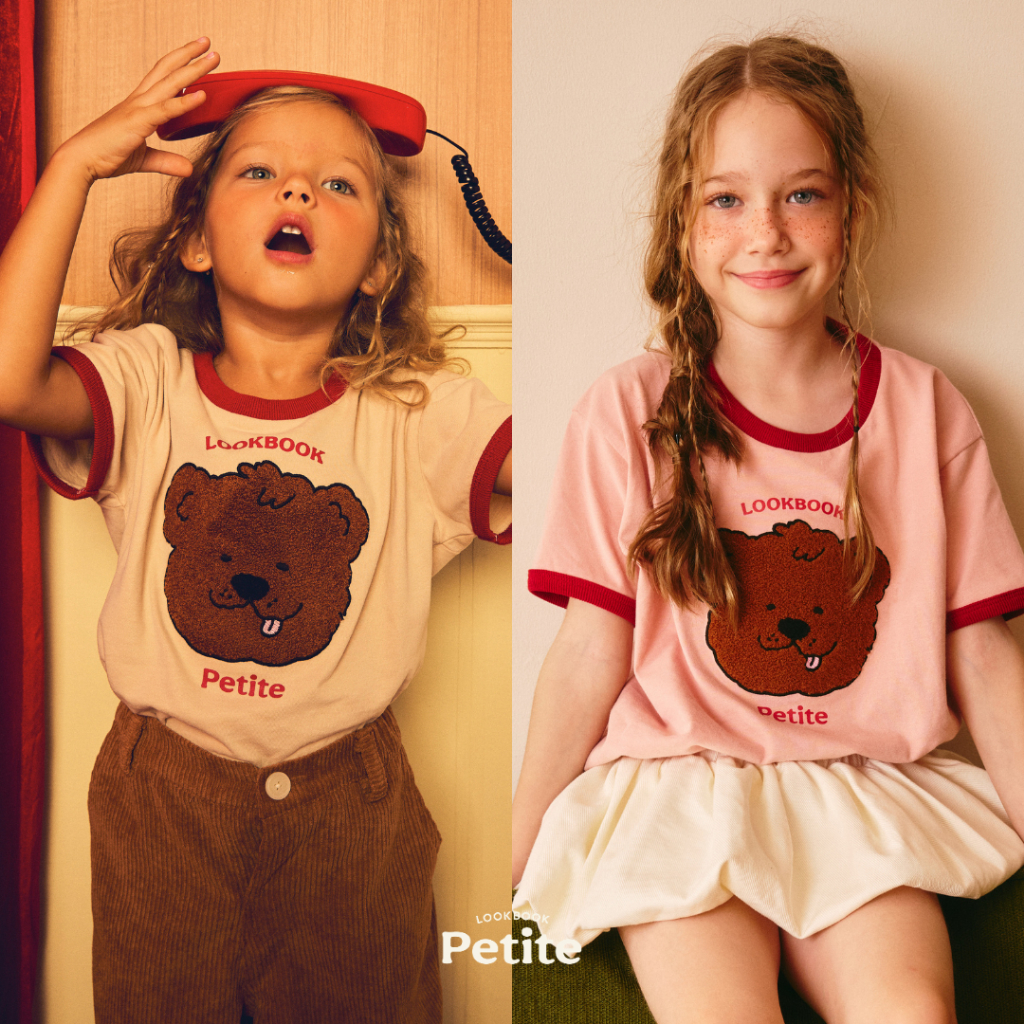 lookbookpetite little benny t-shirt เสื้อยืดเด็ก สกรีนรูปน้องหมี benny สี beige