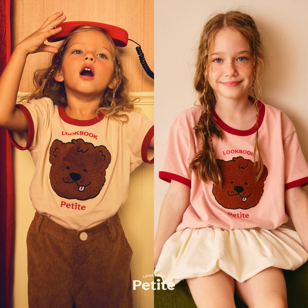 lookbookpetite little benny t-shirt เสื้อยืดเด็ก สกรีนรูปน้องหมี benny สี beige