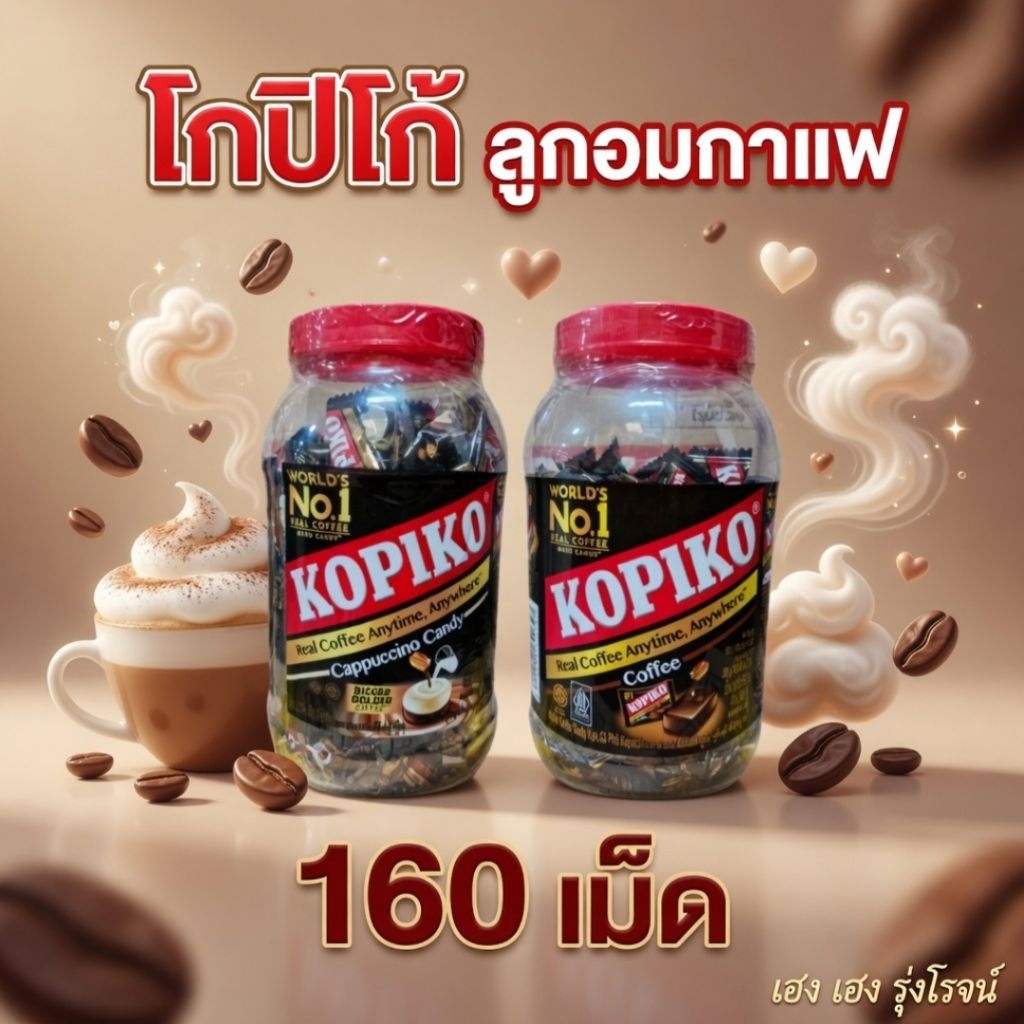 [160 เม็ด] Kopiko โกปิโก้ ลูกอมกาแฟ กาแฟคาปูชิโน่