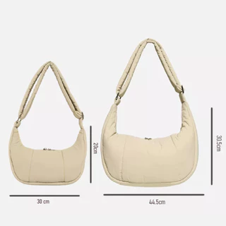 Croissant Bag🥐size 17.5"/ Mini 12" กระเป๋าสะพายข้างไนลอน บุนุ่ม สายสะพายไหล่ปรับได้ crossbody bag