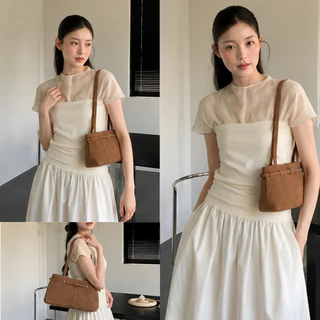 [ติดตามเพื่อรับคูปอง💕]คุณภาพสูง✨RUDOLPH กระเป๋าสะพายข้างหนัง Suede Shouler Bag 🚚พร้อมจัดส่ง