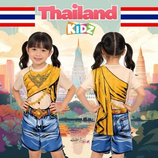 ชุดเซ็ท เสื้อ+กาง ลายสไบไทยแลนด์ เป็นชุดเซ็ทเด็ก