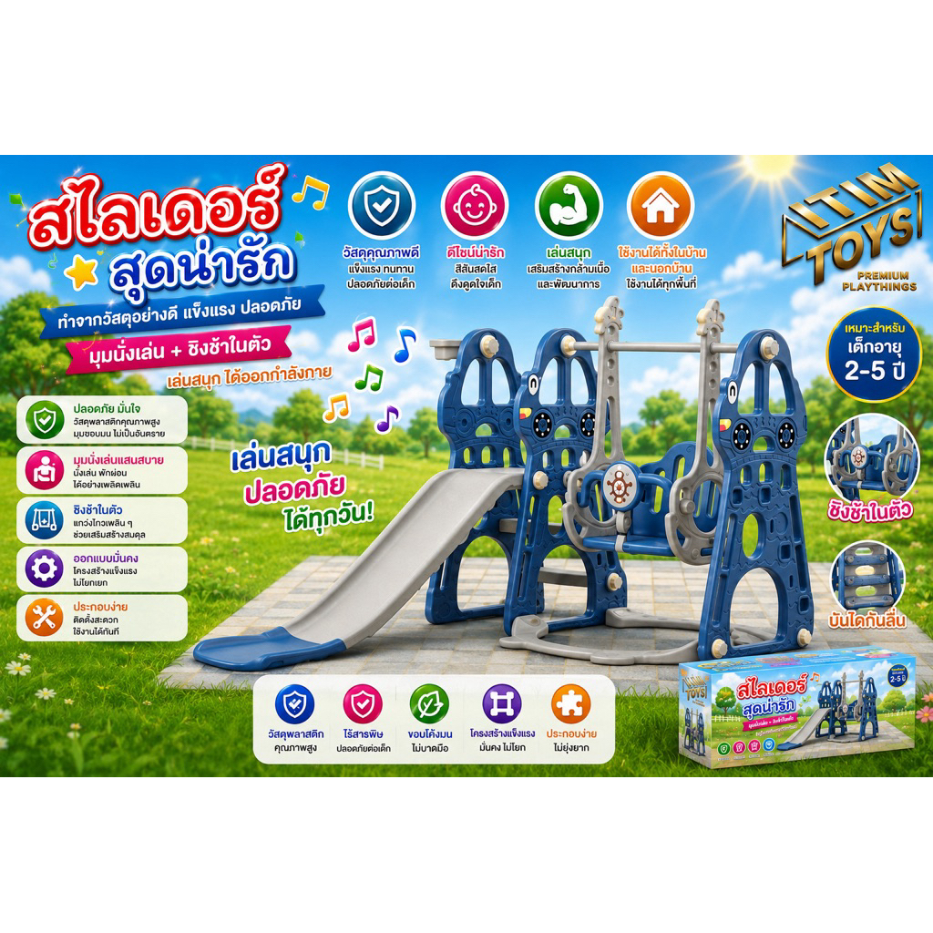 🧸 ลดจัดหนัก 🧸Itimtoys สไลเดอร์เด็กมีชิงช้า 2in1 สไลเดอร์ สไลเดอร์เด็ก รุ่น LNS-6022 และ LNS-6023