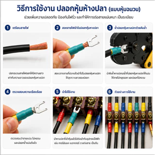 ปลอกหุ้มหางปลา PVC VC-008 | Vinyl Wire End Cap กันไฟฟ้า | แพ็ค 10/50 ตัว พร้อมส่ง