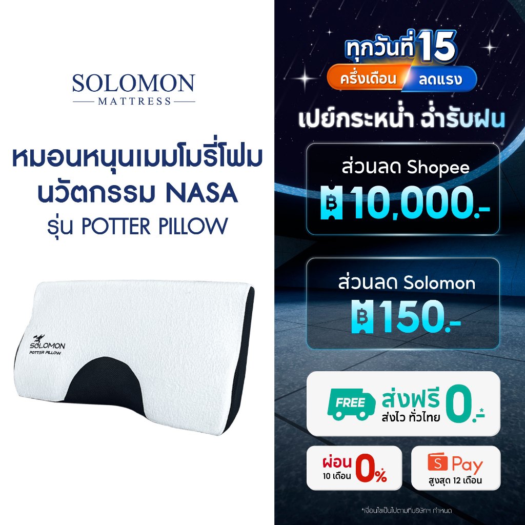 SOLOMON หมอนเมมโมรี่โฟมนวัตกรรม NASA รุ่น Potter Pillow